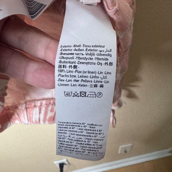 120 % Lino Jacket Women's Large Pink White Misc Full Zip Linen - Picture 5 of 8